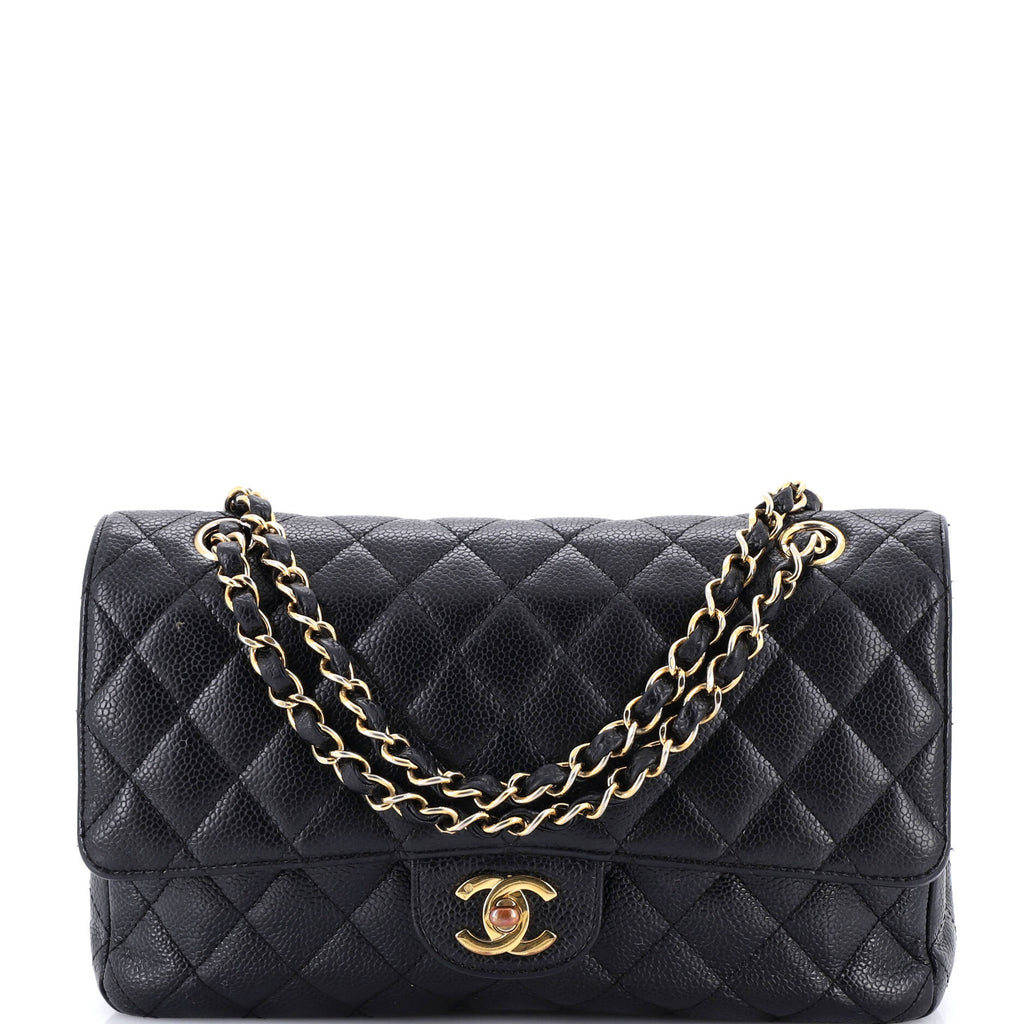 Vintage Classic Double Flap Bag Quilted Caviar Medium