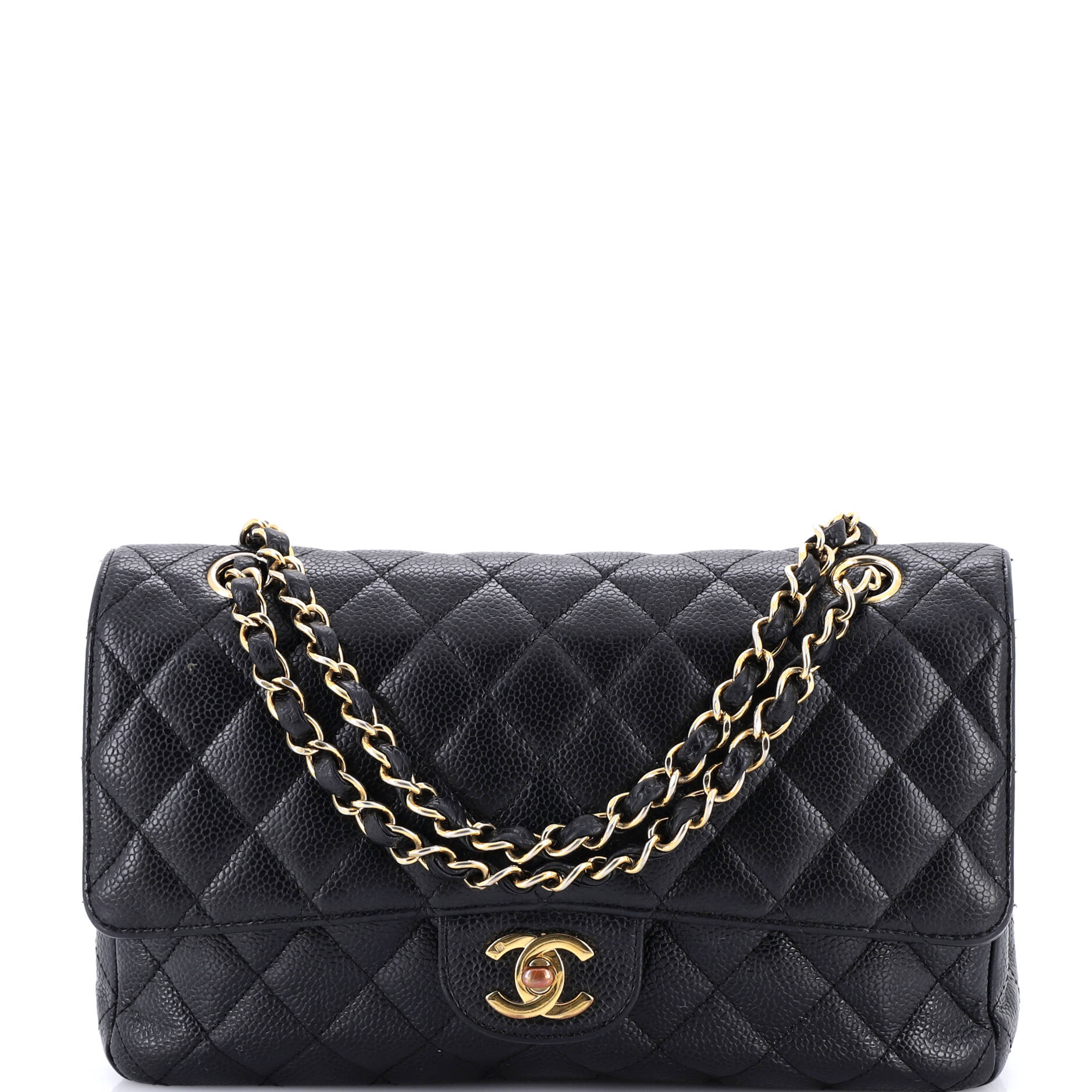 Vintage Classic Double Flap Bag Quilted Caviar Medium