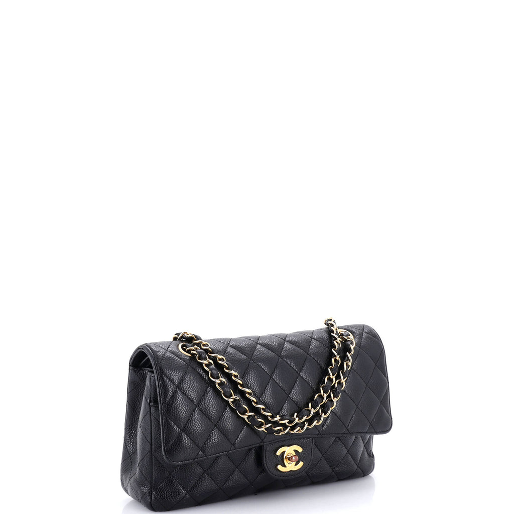 Vintage Classic Double Flap Bag Quilted Caviar Medium