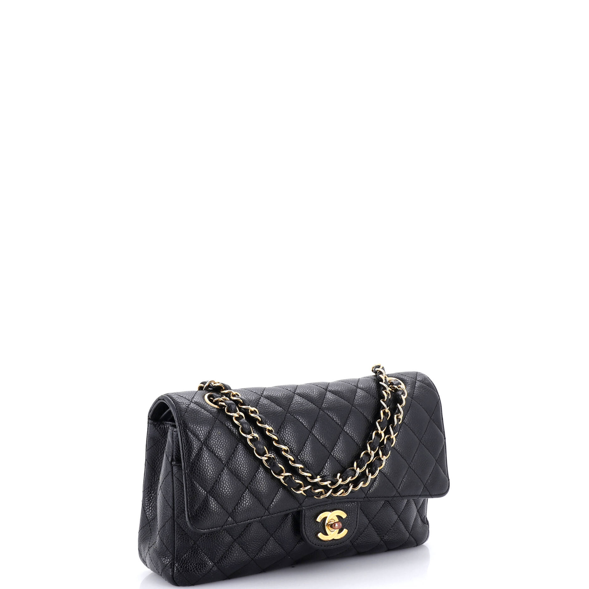 Vintage Classic Double Flap Bag Quilted Caviar Medium
