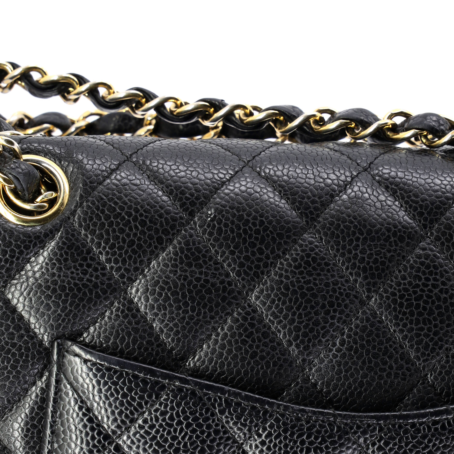 Vintage Classic Double Flap Bag Quilted Caviar Medium