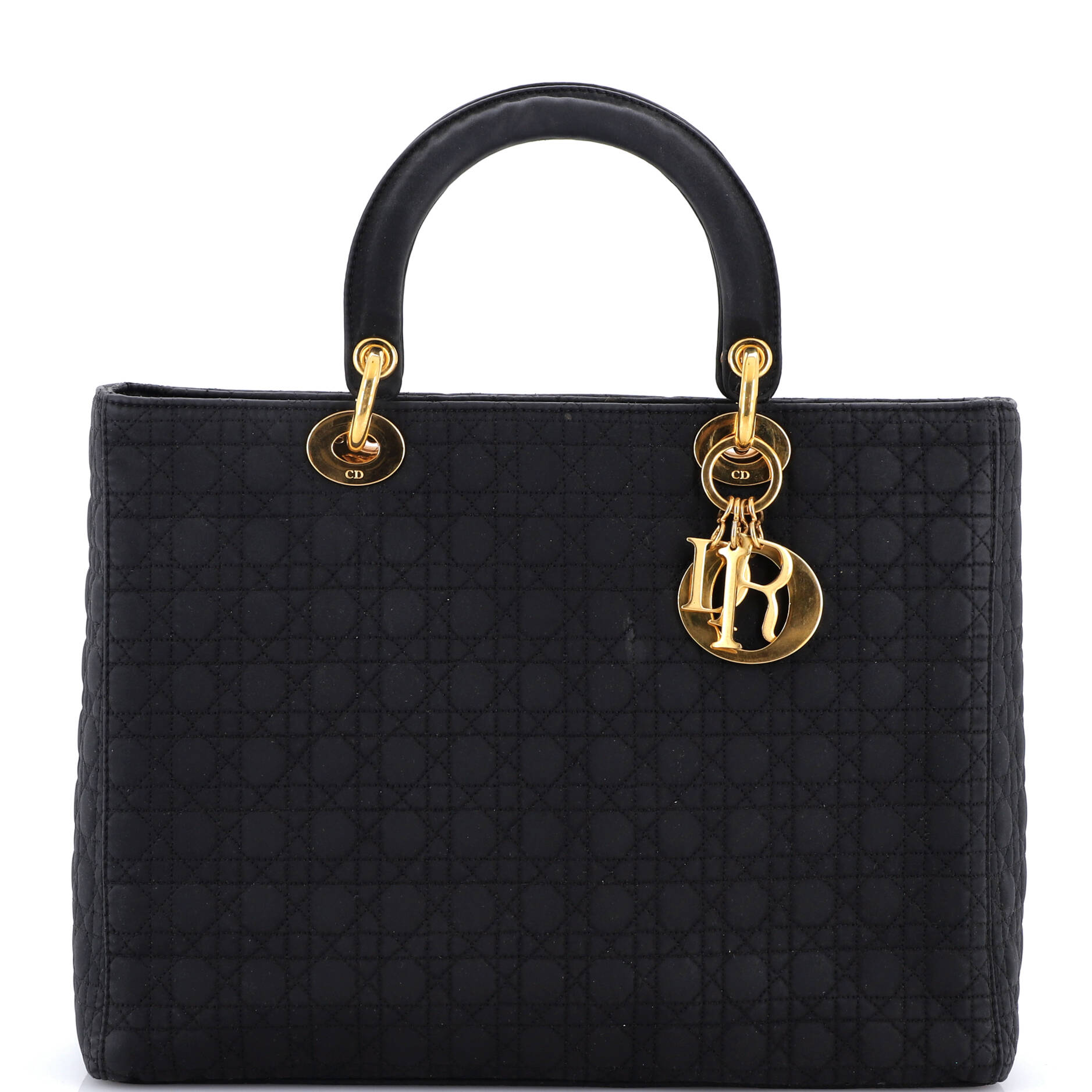 Vintage Lady Dior Bag Cannage Quilt Nylon Large